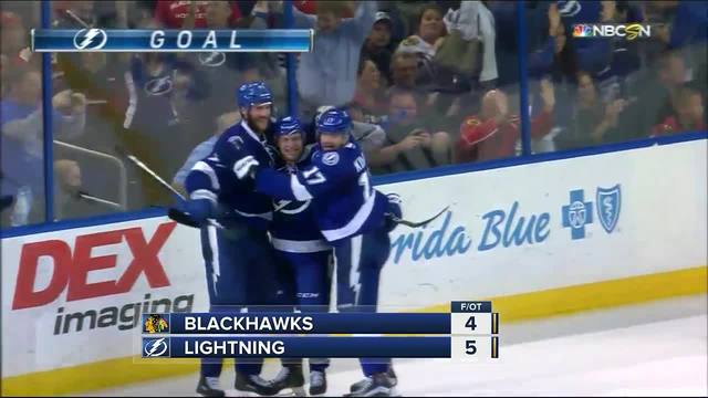 yanni gourde scores in overtime tampa bay lightning erase 3 goal