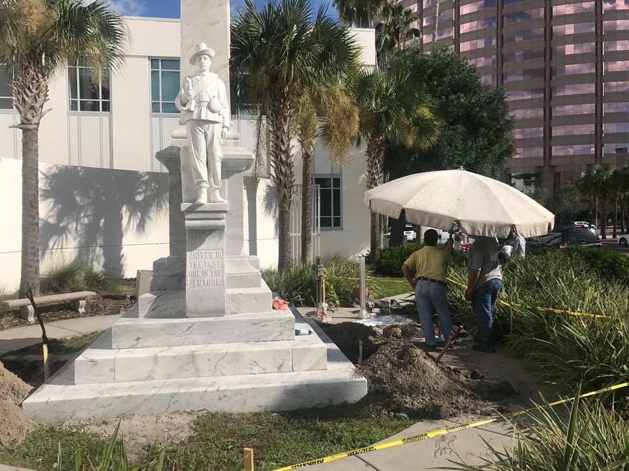 Process begins to remove Confederate statue from downtown Tampa