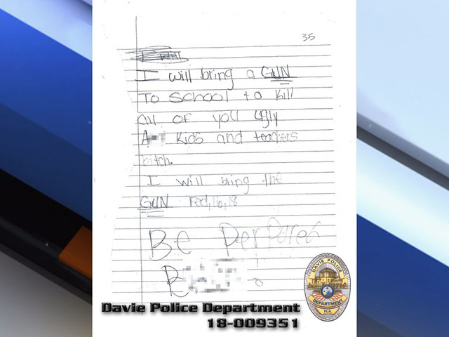 11-year-old student arrested for writing note threatening to shoot up FL middle school