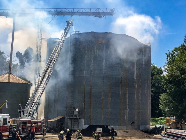 Firefighters battle fire in grain silo in Zephyrhills